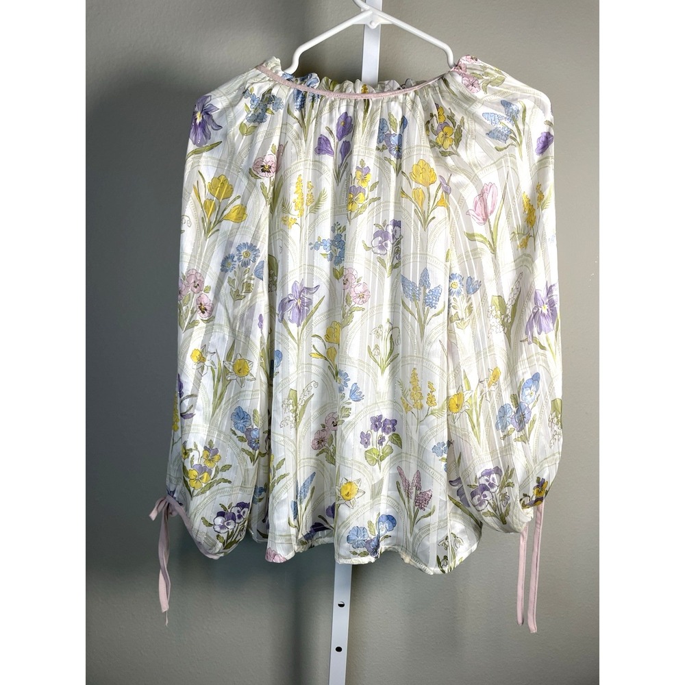 Rachel Zoe Blouse Women's Small Floral Spring Summer Garden Cottage Peasant Top - Picture 4 of 10